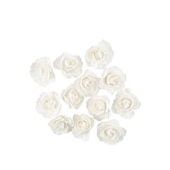 Dekorationsblommor - Vita rosor med klistermärke, 3,5cm, 12-pack