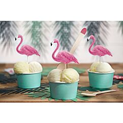 Dekorationspinnar - Flamingo, 6-pack