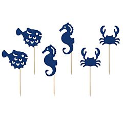 Meriaiheiset koristetikut, 6 kpl. Ahoy-juhlateema.