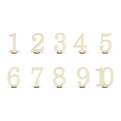 Hienot puiset pöytänumerot, numerot 1-10.