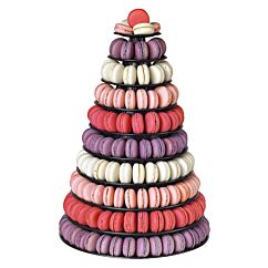 Musta korkea Macarons-teline, macarons-torni pyramidi, 10 tasoa.