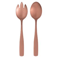 Tyylikkäät ruusukultaiset salaattiottimet.