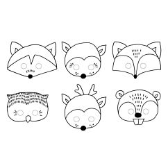 Metsän eläimet; piirrettävät paperinaamat.