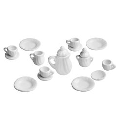 Miniatyr - Vit kaffeservis