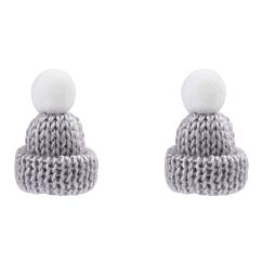 Miniatyr - Grå stickad mössa, 2-pack