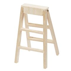 Miniatyr - Dubbelsidig trappstege i trä, 5,5cm