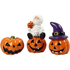 Halloween pumpor och mumie - Miniatyr, 3-pack