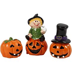 Halloween pumpor och häxa - Miniatyr, 3-pack