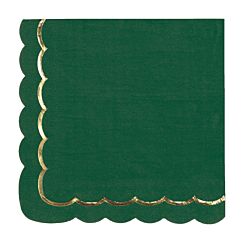 Servetter med guldkant - Skogsgrön, 16-pack