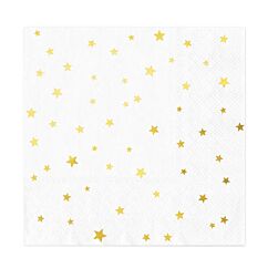 Servetter - Vit med guldstjärnor, 10-pack