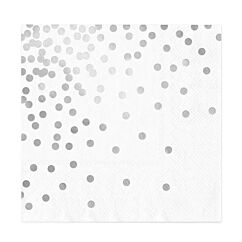 Servetter - Vit med silverprickar, 10-pack