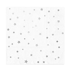 Servetter - Vit med silverstjärnor, 10-pack