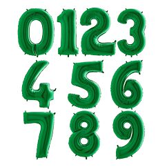 Vihreät numerofoliopallot 0-9. Valitse haluamasi numeron. 