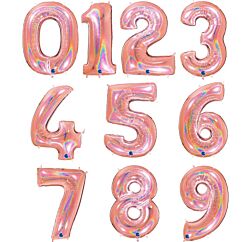 Isot numerofoliopallot, ruusukulta-hologrammi, 100cm.