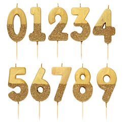 Siffertårtljus - Guld/glitter