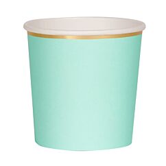 Meri Merin mintunväriset pahvimukit kultareunalla, 8 kpl.