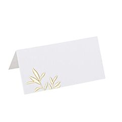 Placeringskort - Vita med guldblad, 10-pack