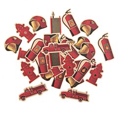 Paloauto-aiheiset pöytäkonfetit kultametallic yksityiskohdilla.