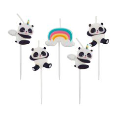 Panda aiheiset kakkukynttilät, 5 kpl.