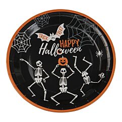 Halloween Papptallrikar - Skelett, 23cm, 8-pack