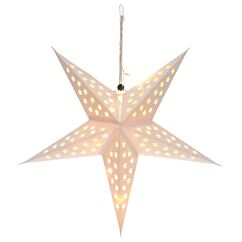 Vit pappersstjärna med LED-belysning, 43 cm