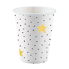 Pappmuggar - Svarta prickar & guldstjärnor, 8-pack