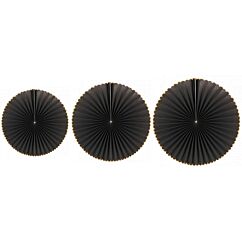 Paperiviuhkat Mustat, 3 kpl 