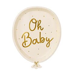 Papptallrikar - Ballong - Oh Baby, 6-pack