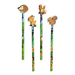 Blyertspennor med sudd - Skogsdjur, 4-pack