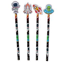 Blyertspennor med suddgummi - Rymden, 4-pack