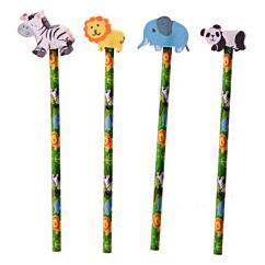 Blyertspennor med sudd - Djungeldjur, 4-pack