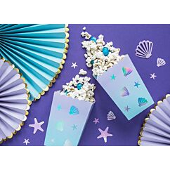 Meriaiheiset popcorn-rasiat Sarvivalas-Narwhal juhlateemasta, sopii myös hienosti merenneito-juhliin!