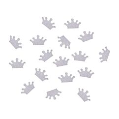 Prinsessa konfetit, kruununmuotoiset, hopeaglitteri.