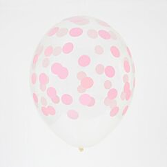 Ilmapallot - Läpinäkyvät, pinkit pilkut, 5kpl