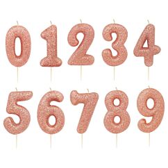 numerokakkukynttilä, ruusukuluta glitteri