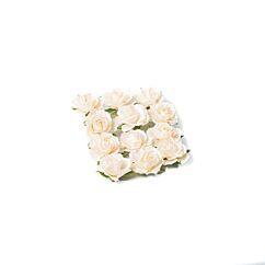 Dekorationsblommor - Gräddvita rosor, 3,5cm, 12-pack