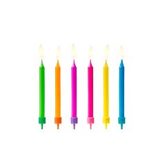 Tårtljus - Färgglada, 6-pack