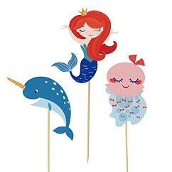 3-pack tårtdekorationer med sjöjungfru-tema, Eco