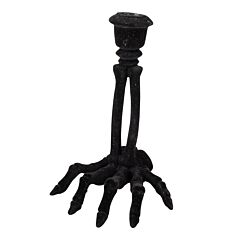 Kynttilänjalka Luurankokäsi, Musta Sametti, 16cm