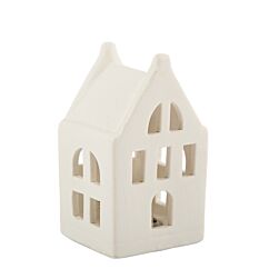 Litet keramikhus med LED-belysning - Vit