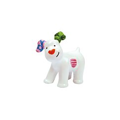 Kakkukoriste/Miniatyyri, Lumiukko Snowman ja koira, 6,5cm