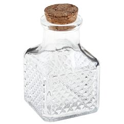 Liten dekorativ glasflaska - Fyrkant, 4x4x7cm
