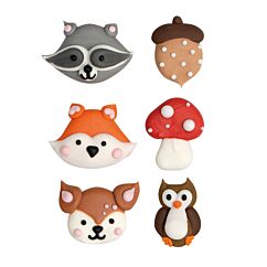 Sockerdekorationer -  Skogens djur, 6-pack