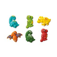 Sockerdekorationer -  Färgglada Dinosaurier, 6-pack