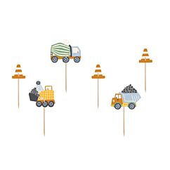 Dekorationspinnar - Byggarbetsplats, 6-pack