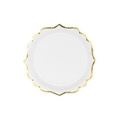 Papperstallrikar - Vit/ guld, 18,5 cm