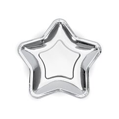 Stjärnformade tallrikar - Silver, 23 cm, 6-pack