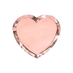 Ruuusukultaiset sydämenmuotoiset kertakäyttölautaset, 6 kpl.