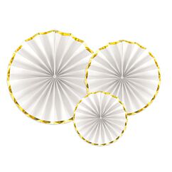 Pappersfjädrar - Vit/ guld, 3-pack
