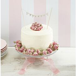 Hääkakkukoriste, kakkuviiri tekstillä "Mr & Mrs".